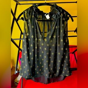 H&M Black with gold pattern sleeveless shell